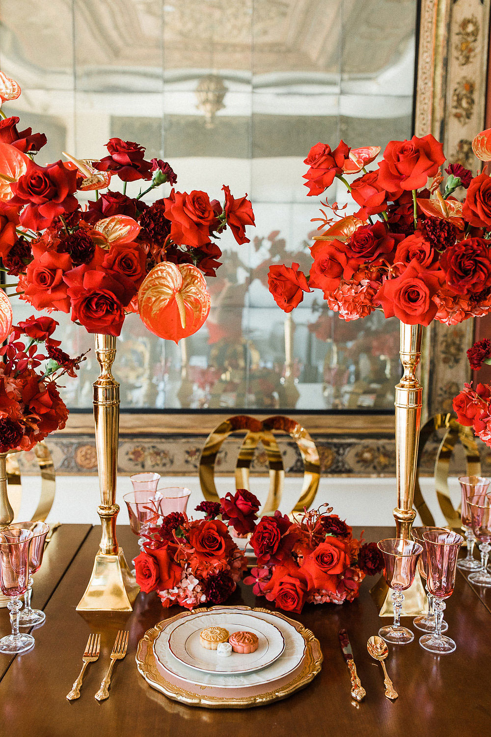 red and gold wedding toronto 