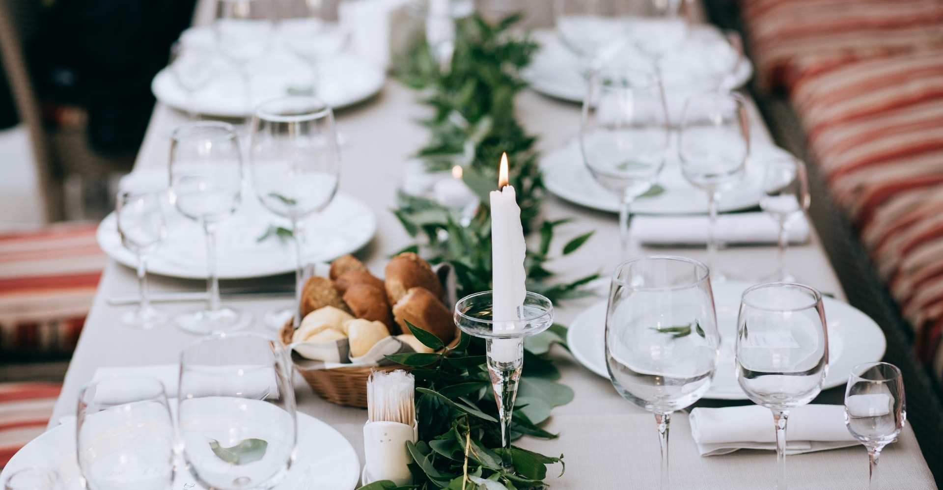 Modern Minimalist Wedding - centerpiece - greenery