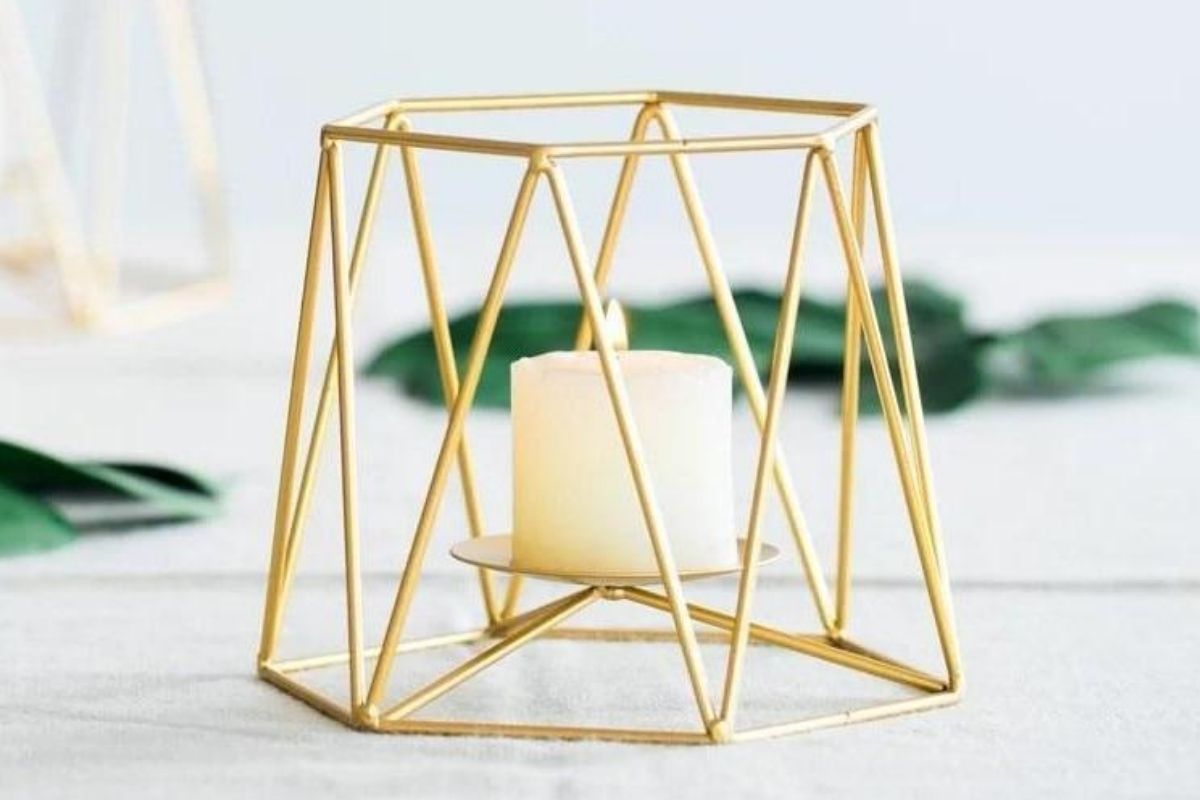 Modern Minimalist Wedding - gold geometric candle holders