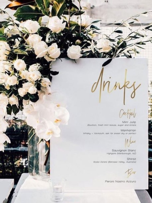 Beautiful Wedding Bar Signs - classic gold foil detail