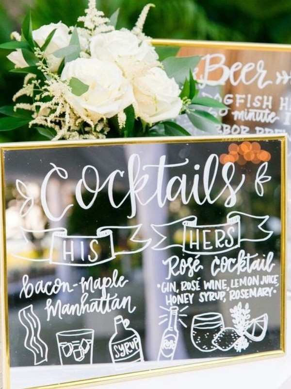 Beautiful Wedding Bar Signs - mirror