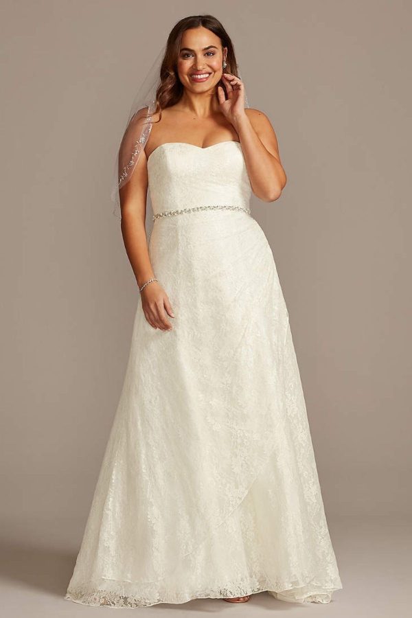 7. Allover Lace Plus Size A-Line Wedding Dress A-Line Style Bridal Dresses under $800