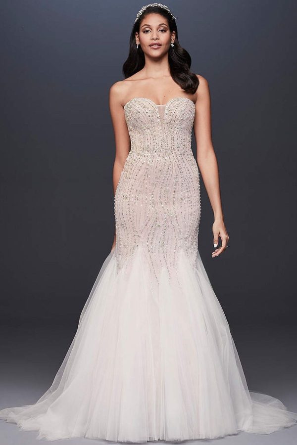 3. Beaded Tulle Sweetheart Trumpet Wedding Dress - Mermaid Style Bridal Dresses under $800: Top 10 from David's Bridal