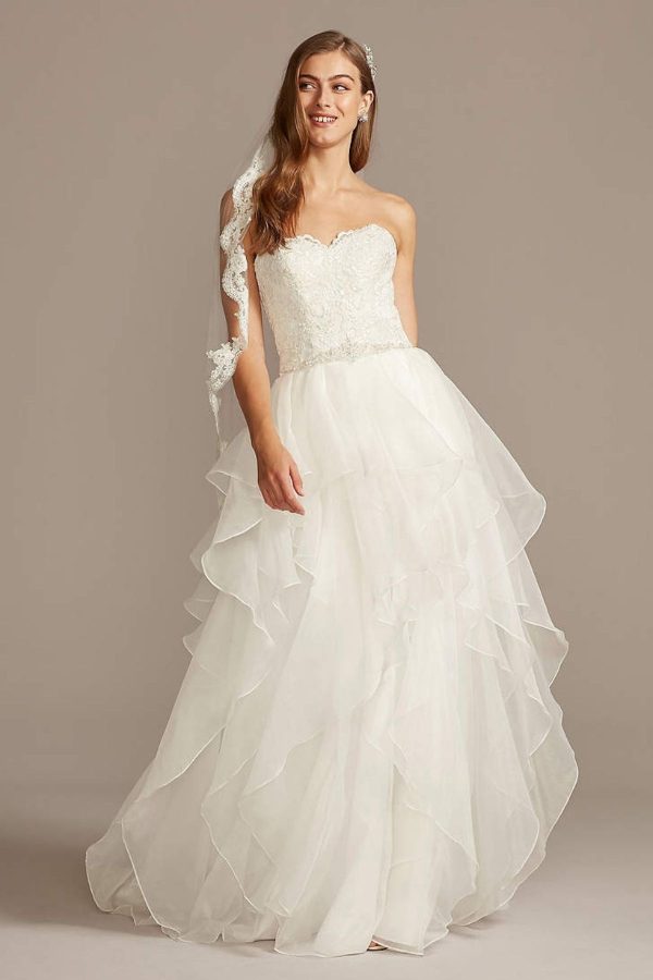 5. Lace and Organza Wedding Ball Gown with Beading - Ballgown style bridal dresses under $800: Top 10 from David's Bridal