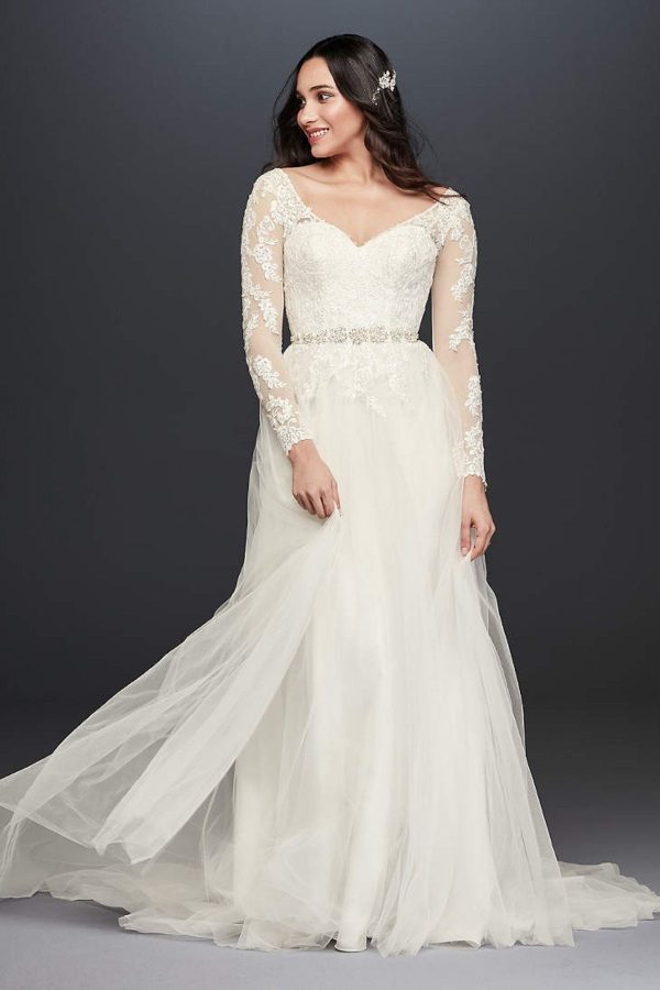 3. Long Sleeve Wedding Dress With Low Back