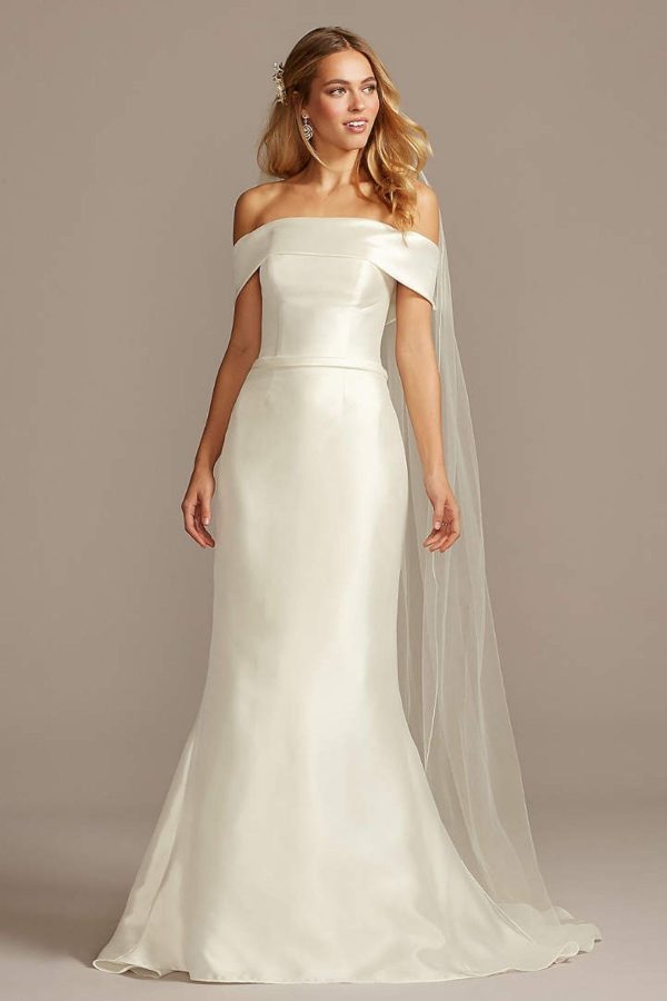 9. Mikado Off-the-Shoulder Trumpet Wedding Dress