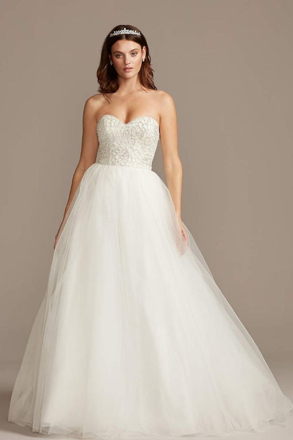 4. Strapless Crystal Floral Bodice Wedding Dress - Ballgown style bridal dresses under $800: Top 10 from David's Bridal