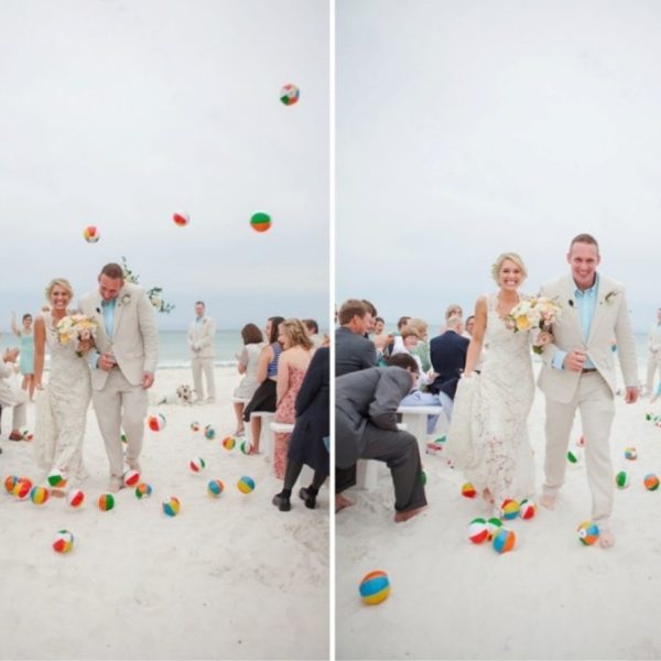 Creative and Fun Wedding Exit Send-off: beach balls