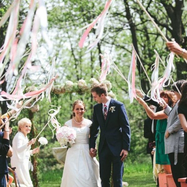 Creative and Fun Wedding Exit Send-off: ribbon wands