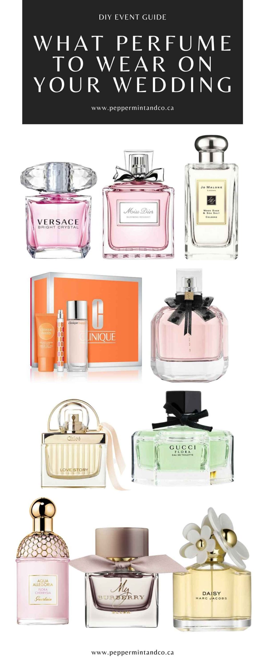 what perfume to wear on your wedding day, gucci, clinique, chloe, ysl, dior, versace, jo malone