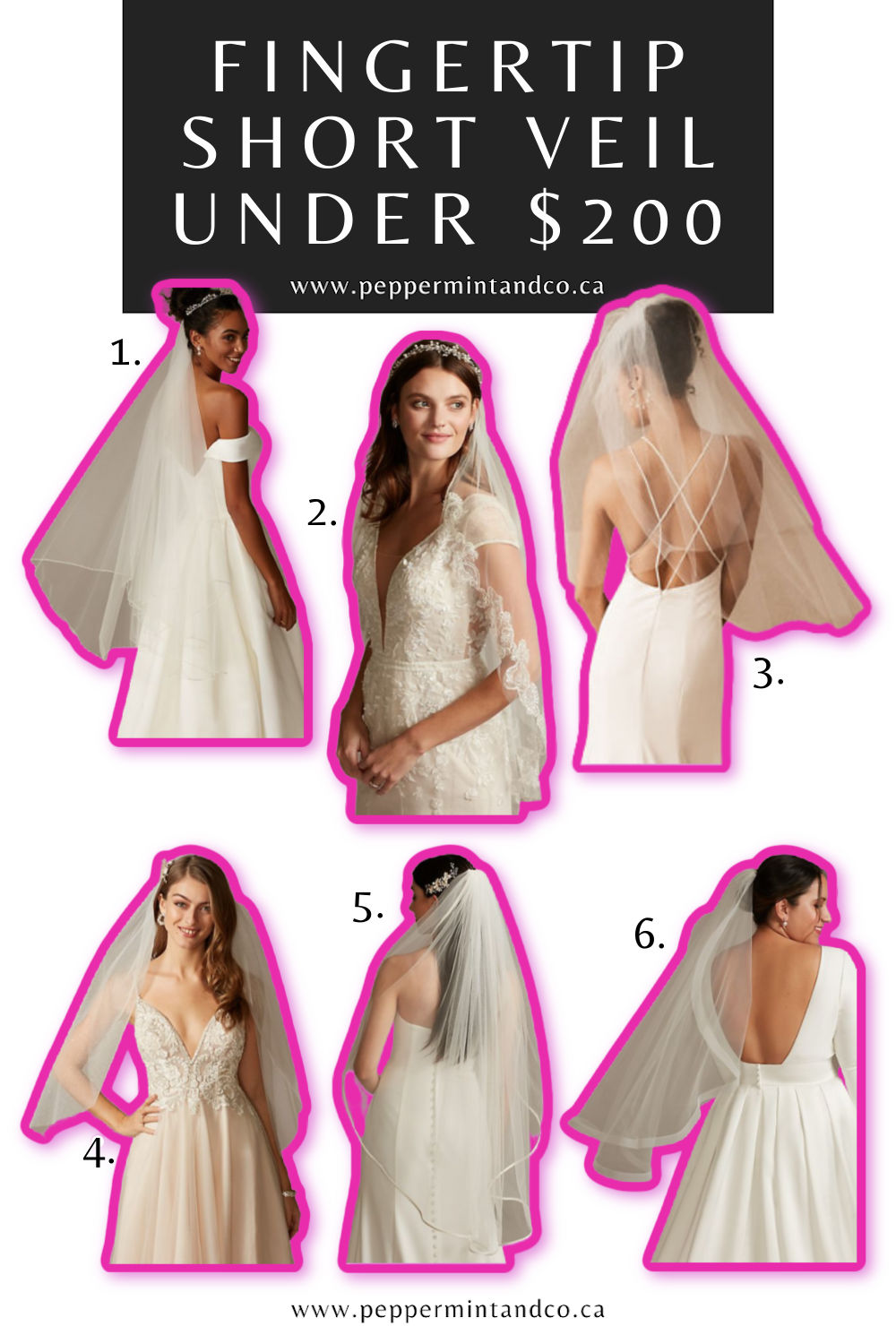 Fingertip Short Veils Under $200