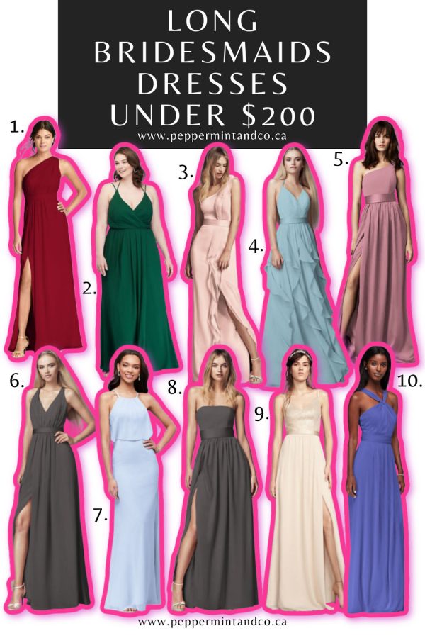 Long Bridesmaids Dresses Under $200 | Wedding Fashion