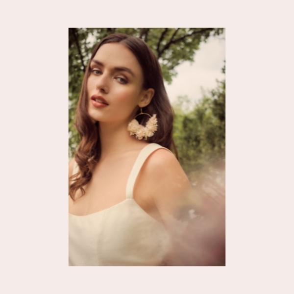 (3) Nami Preserved Flower Earrings $210.00 | Feathery florals sway from this beautifully bohemian pair of hoops. In a Parisian workshop, each delicate flower is carefully preserved using a completely natural process, which maintains a fresh, supple appearance that lasts a lifetime.