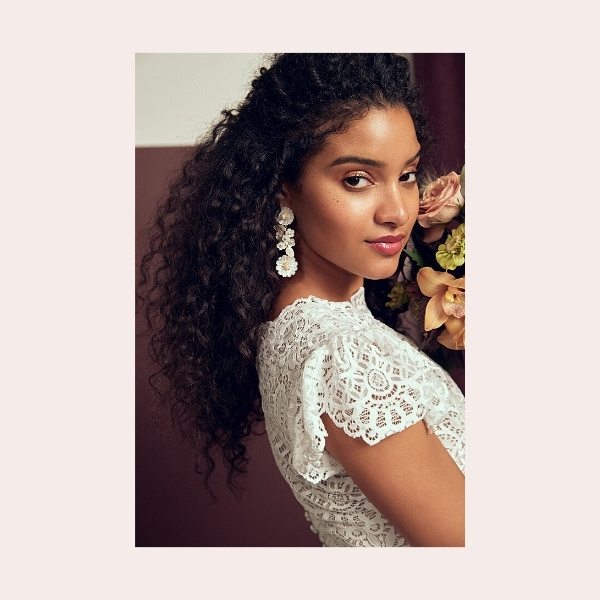 (8) Made By Maddie Ete Earrings $108.00 | With a touch of whimsy and a dash of romance, these floral chandeliers are the perfect pairing for any bridal look.