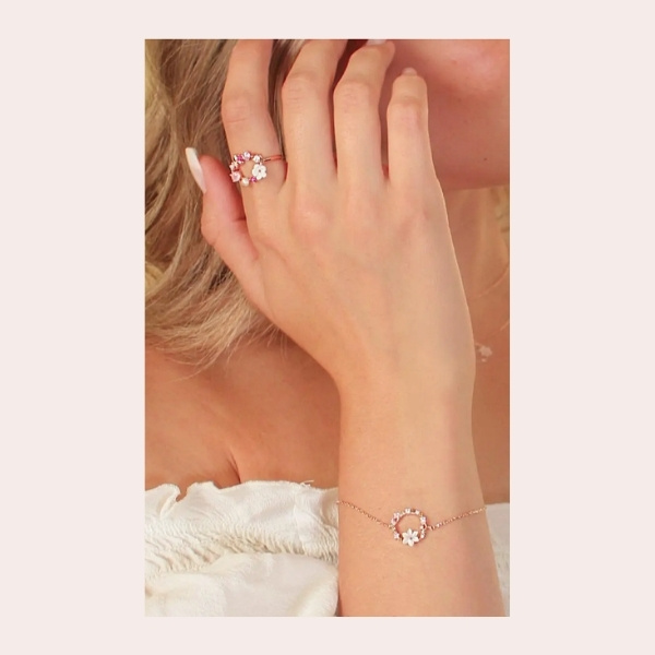 LA MENO Dazzling Sloane Summer Is Mine Ring $48.00 | This organically inspired ring with a rosy array of stones brings dainty shine and gentle color to casual looks.