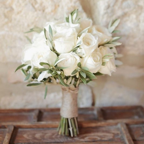 Cheap Wedding Bouquets - roses and eucalyptus