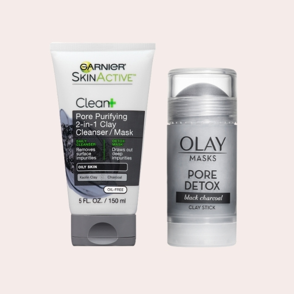 SAVE: Garnier SkinActive Clean+ Pore Purifying 2-in-1 Clay Cleanser | Olay Pore Detox Face Mask Clay Stick with Black Charcoal