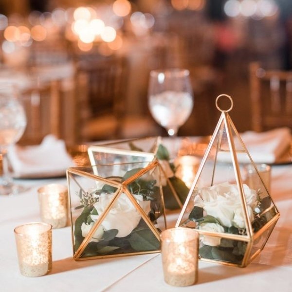 Easy Ways To Elevate Your Wedding Tablescape - gold candle votives