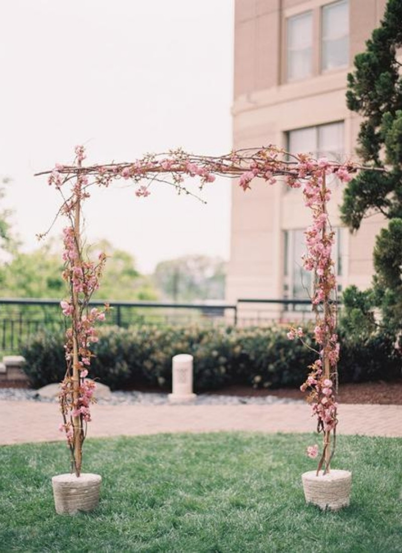 DIY Wedding Ceremony Arch - cherry blossoms