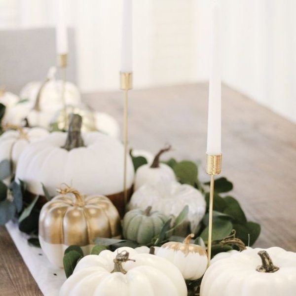 DIY Thanksgiving Decor - gold tapered candles