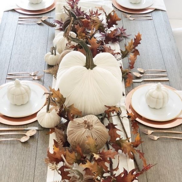 DIY Thanksgiving Decor - white pumpkins