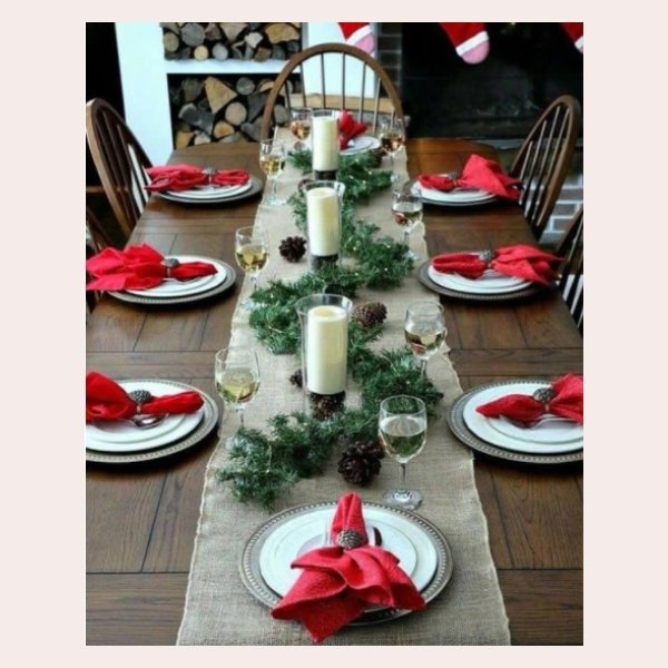 DIY Christmas Table Decor - classic red and green