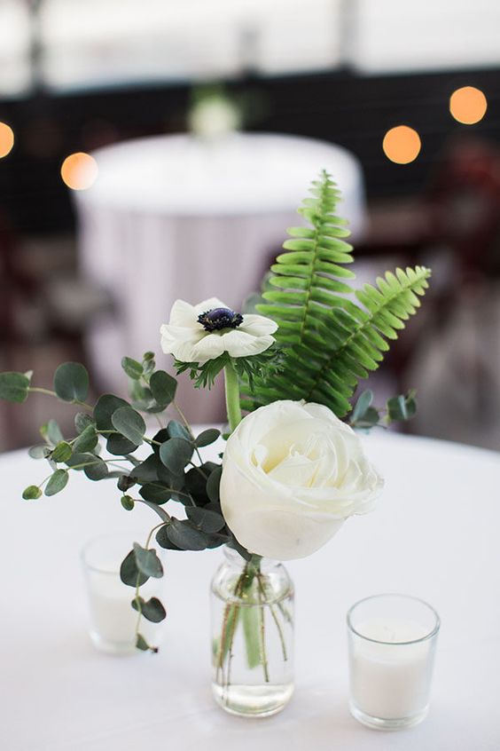 Bud Vase Centerpiece Ideas - greenery