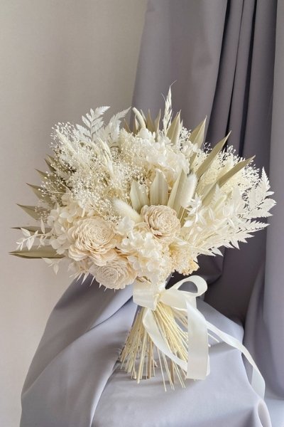 Dried Flower Bouquet Wedding - white