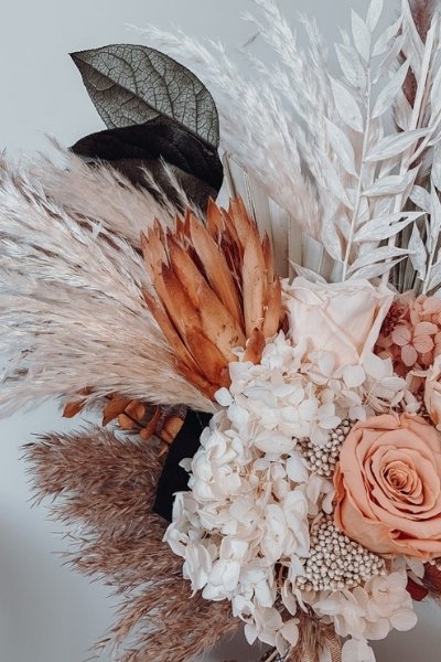 Dried Flower Bouquet Wedding - peach