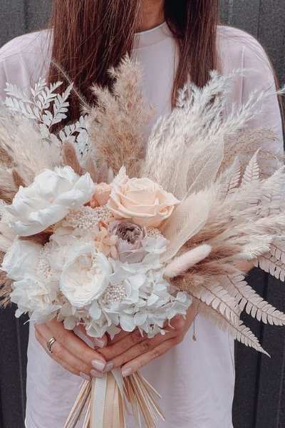 Dried Flower Bouquet Wedding - light peach