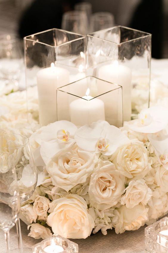 White Wedding Centerpiece Ideas: Classic & Elegant - roses and orchids