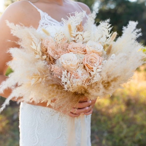 Blush Peony and Babies Breathe Dried Bridal bouquet, Dry Flower bouque