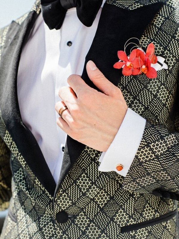 Red and Gold Wedding Inspirations - boutonniere