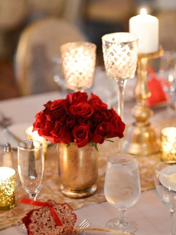 Red and Gold Wedding Inspirations - small centerpiece