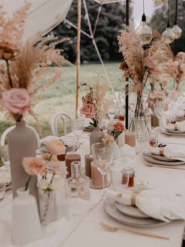 Champagne and Neutral Wedding Inspirations - ceramic vases