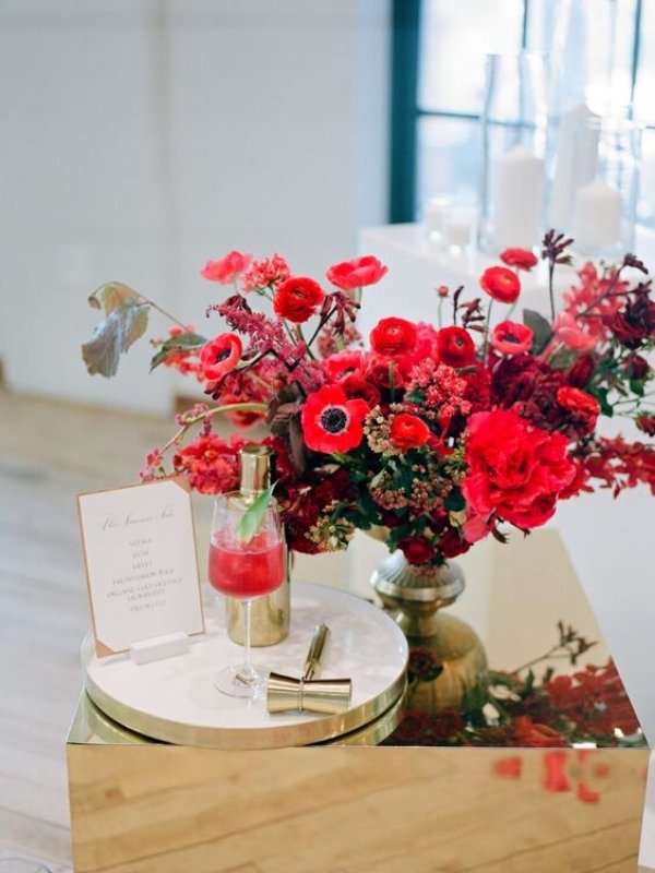 Red and Gold Wedding Inspirations - anemone