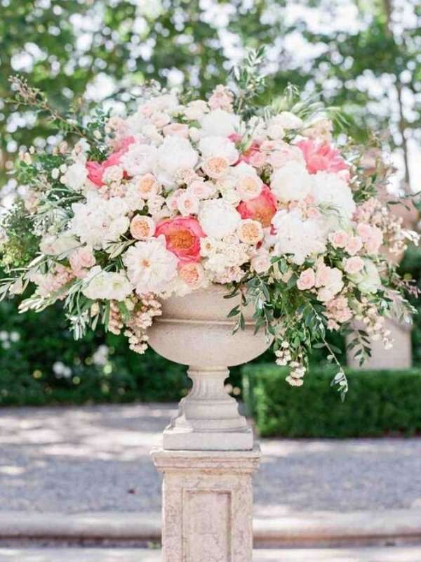 Pastel Pink Wedding Ideas - large urn, ceremony flowers