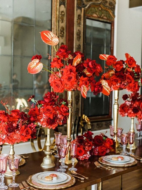 Red and Gold Wedding Inspirations - centerpiece