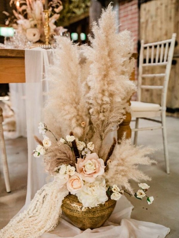 Champagne and Neutral Wedding Inspirations - pampas grass