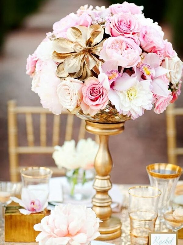 Pastel Pink Wedding Ideas - gold