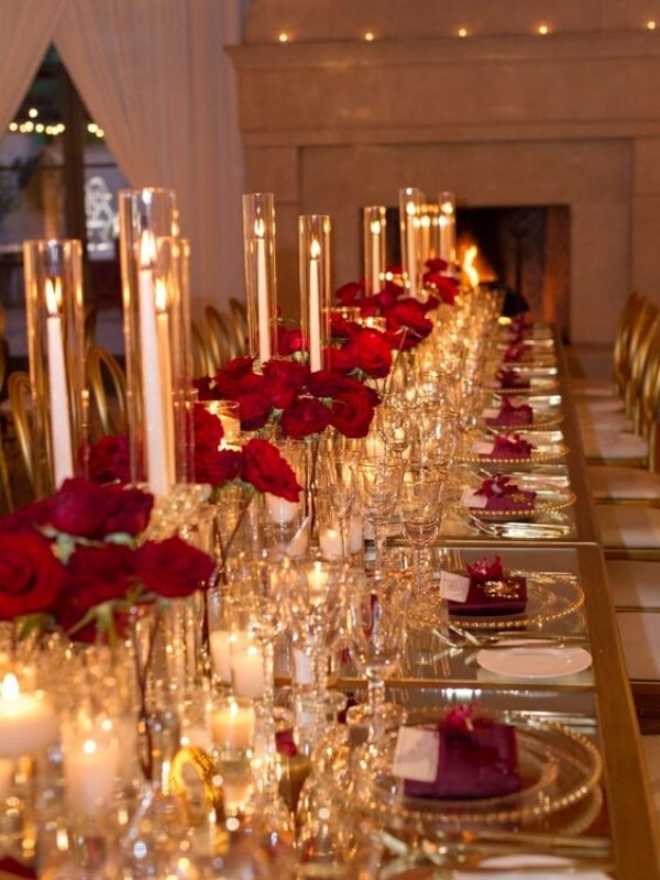 Red and Gold Wedding Inspirations - candles