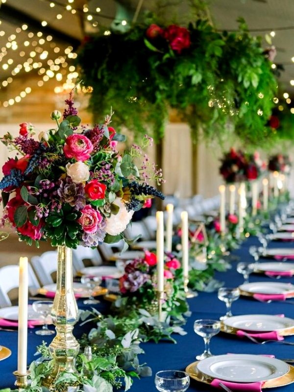 Jewel Toned Wedding Inspirations - tall centerpiece