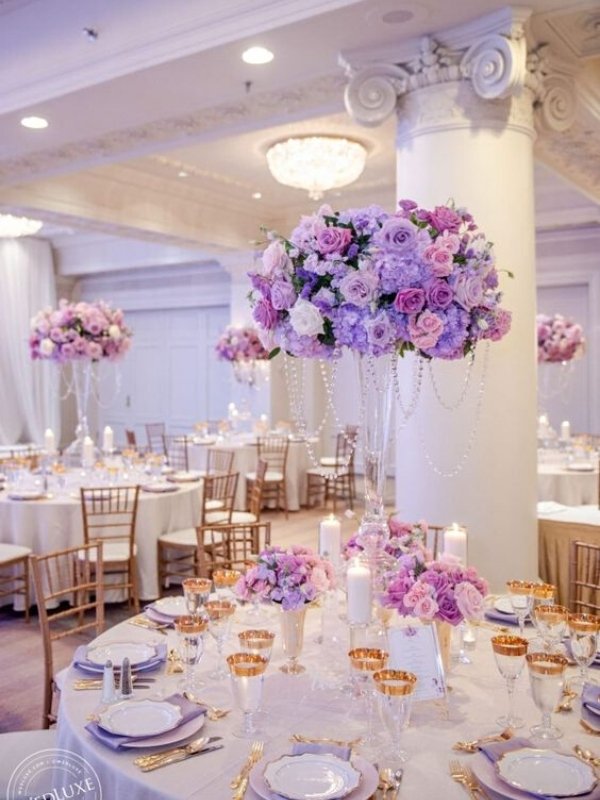 Lavender Lilac Wedding Ideas - tall centerpiece