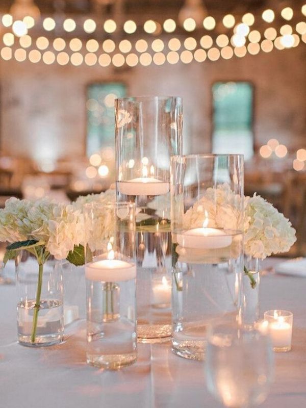 Hydrangea Centerpiece Ideas - with candles