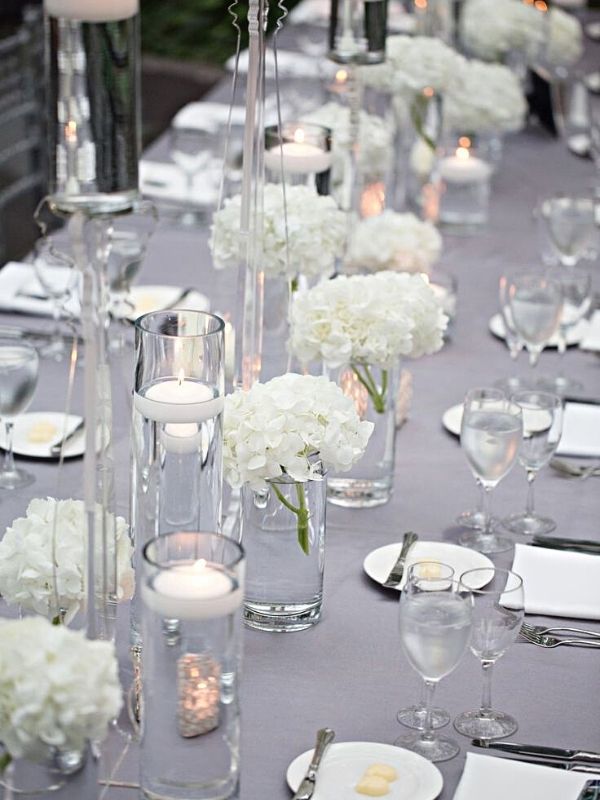 Hydrangea Centerpiece Ideas - white