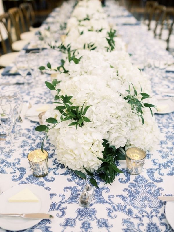 Hydrangea Centerpiece Ideas - with greenery