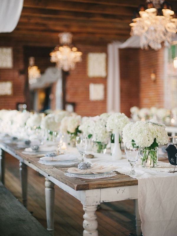 Hydrangea Centerpiece Ideas - long centerpiece