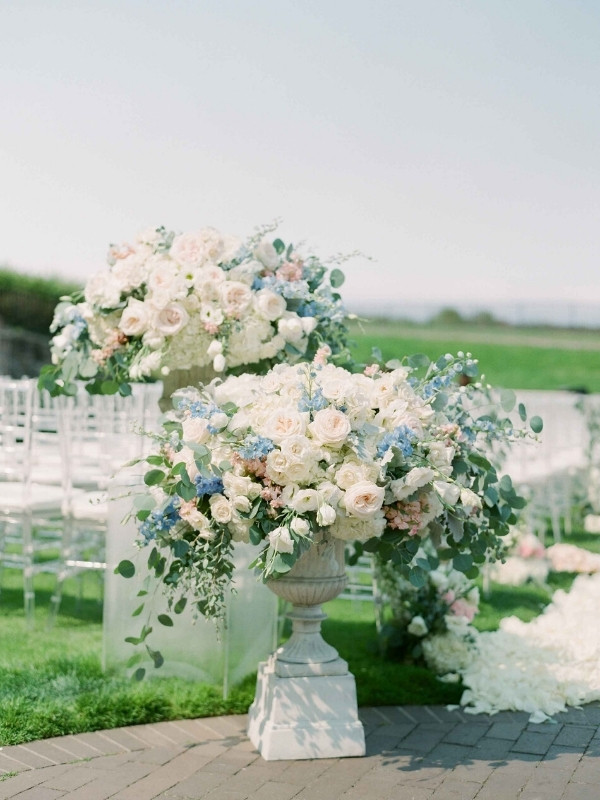 Powder Blue Wedding Inspirations - large flower arrangements