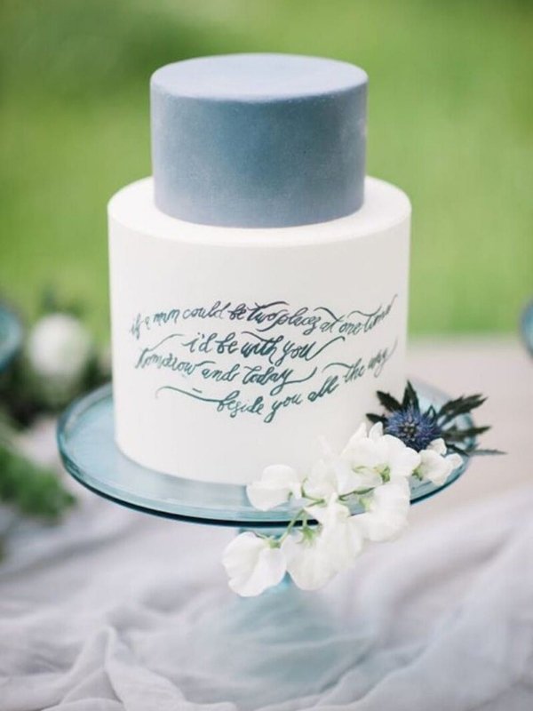 Powder Blue Wedding Inspirations - quote on cake