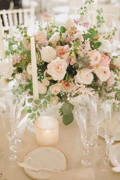 Champagne Cream Wedding Flower Designs - with greenery